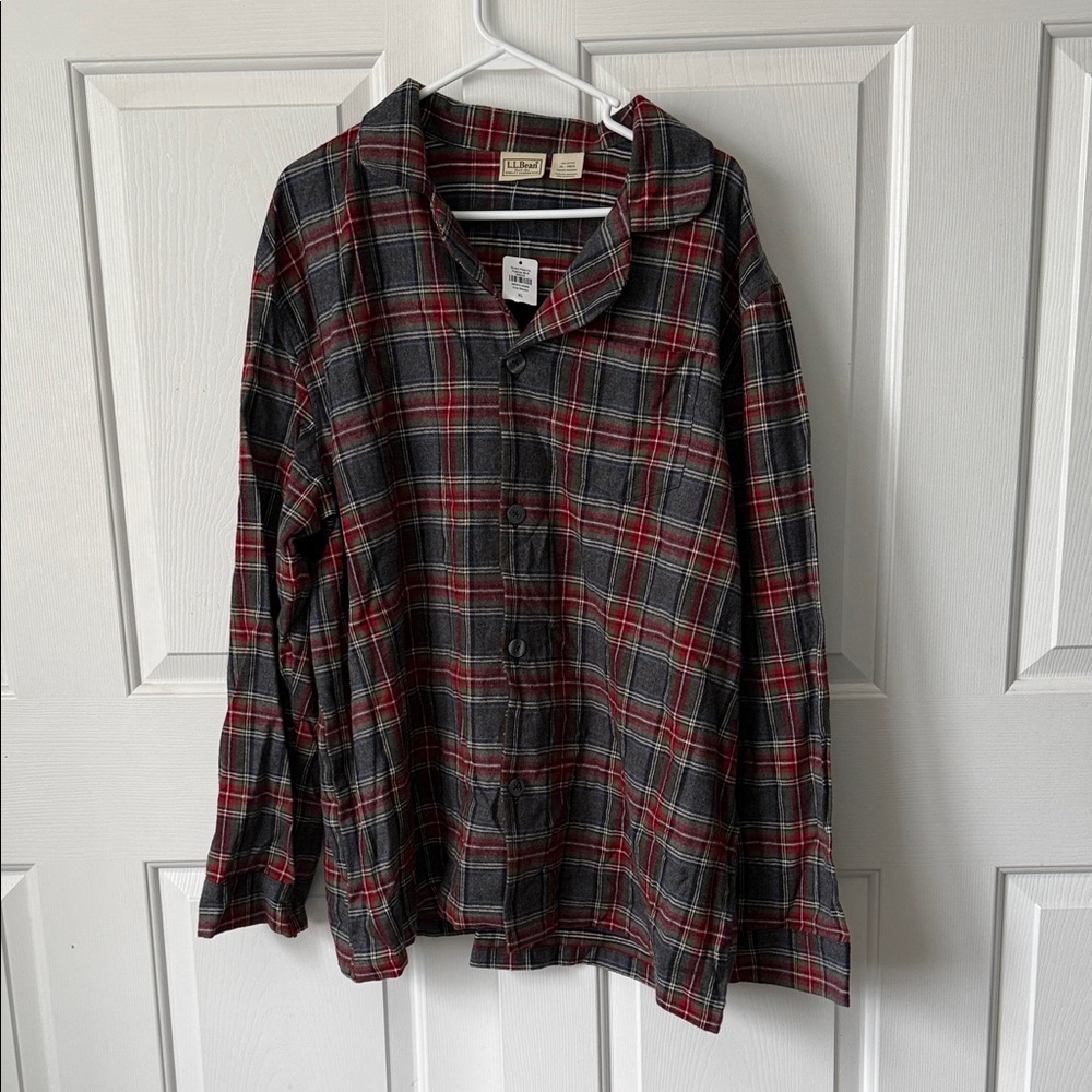 L.L. Bean Grey Stewart Men's Pajama Flannel Shirt